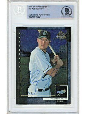 Aubrey Huff Signed 2000 Upper Deck SP Top Prospects #52 Card Beckett BAS Slabbed